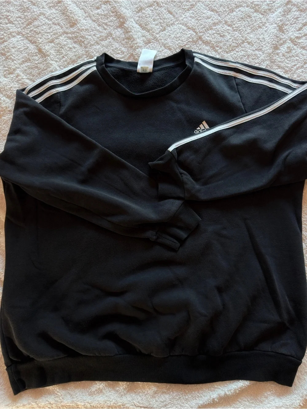 adidas Black Crewneck Sweatshirt with White Stripes 3XL